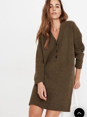 Madewell Henley Green Midi Sweater Dress Size S